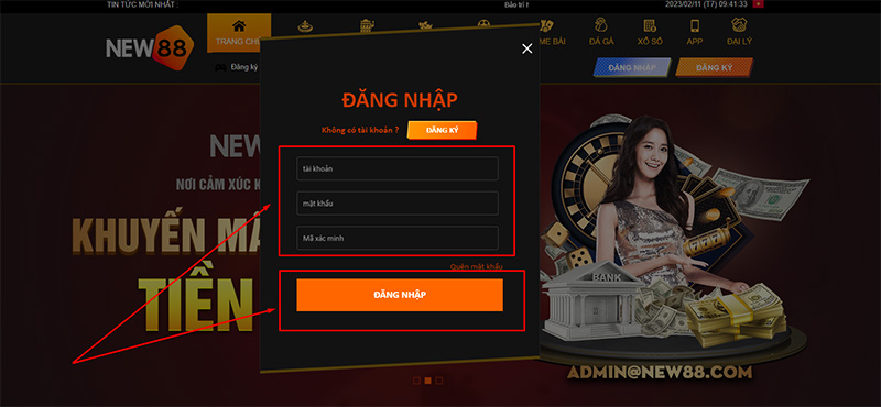 Nhập thông tin đăng nhập tài khoản nhà cái New 88 Nhập thông tin đăng nhập tài khoản nhà cái New 88